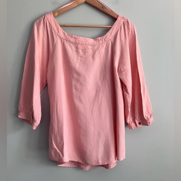 MAEVE ANTHROPOLOGIE Peach Pink Rayon Cotton Blend Off the Shoulder Blouse Size 6 - Picture 8 of 13